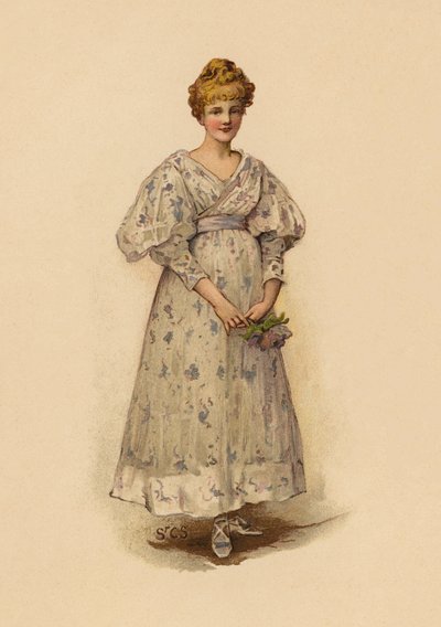 Lány kezében virágcsokor (chromolitho) alkotó: English School