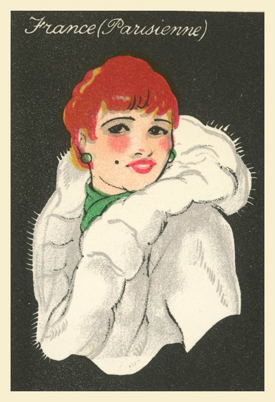 Sok ország lányai: Franciaország, Parisienne (színes litográfia) alkotó: English School