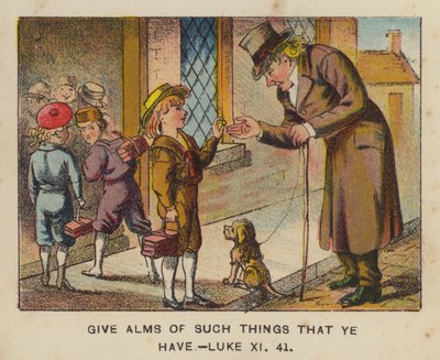 Adjatok alamizsnát azokból, amik nálatok van, Lukács XI 41 (színes litho) alkotó: English School