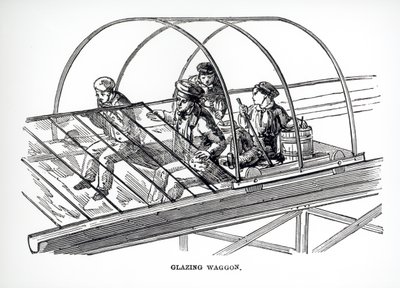 A Paxtons Crystal Palace-ban használt üvegező kocsi, 1850 alkotó: English School