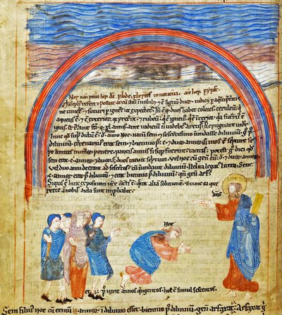 Isten és Noé szövetséget kötnek, óangol hexateuch, Cotton Claudius B IV f.16v (pergamen) alkotó: English School
