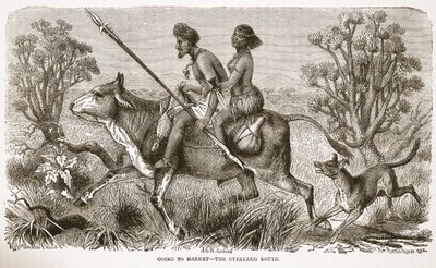 Auf dem Weg zum Markt - die Überlandroute, Illustration aus der Bildausgabe des Lebens und der Entdeckungen von David Livingstone von J. Ewing Richie, veröffentlicht von A. Fullarton & Co., 1876 von English School
