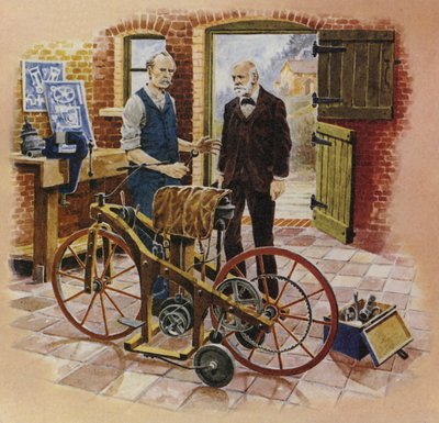 Gottlieb Daimler és barátja, Wilhelm Maybach alkotó: English School