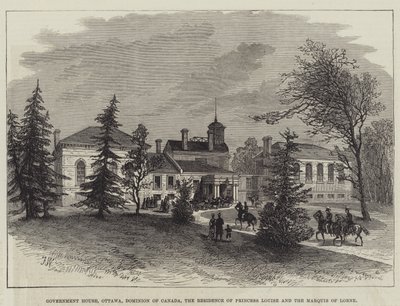 Kormányzati ház, Ottawa, Kanada Dominion, Louise hercegnő és Lorne márki rezidenciája (metszet) alkotó: English School