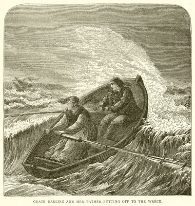 Grace Darling és az apja, akik a roncsba szállnak alkotó: English School