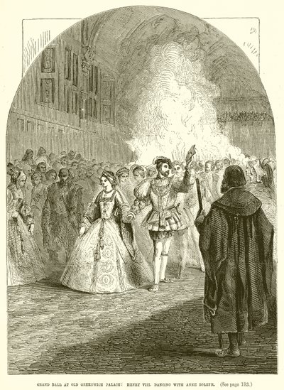 Nagybál az Old Greenwich-palotában: Henrik VIII. táncol Anne Boleynnel alkotó: English School