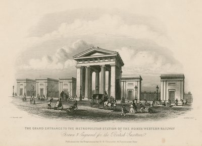 Nagy bejárat a londoni North Western Railway Metropolitan állomására alkotó: English School