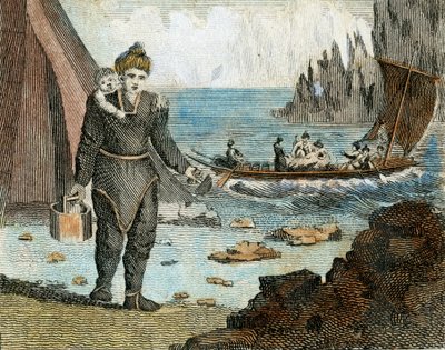 Grönlandi nő és csónak, 1779 körül (metszet) alkotó: English School