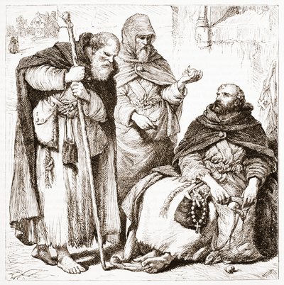 Férfi testvérek csoportja, illusztráció: James Aitken Wylie (1808-1890) A protestantizmus története című könyvéből, pub. 1878 alkotó: English School