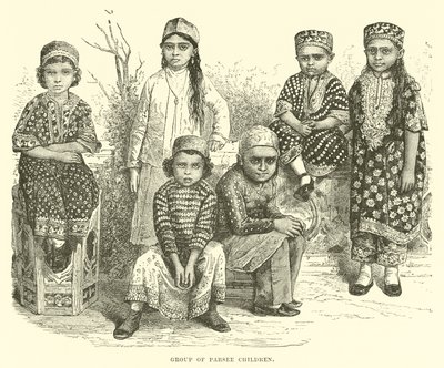 Parsee gyerekek csoportja alkotó: English School