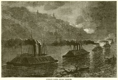 Vicksburg előtt elhaladó ágyús csónakok alkotó: English School