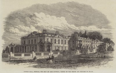 Gunton Hall, Norfolk, Lord Suffield székhelye, amelyet a walesi herceg és hercegnő látogatott meg (metszet) alkotó: English School