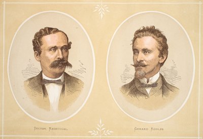 Gustav Nachtigal és Gerard Rohlfs, illusztráció a David Livingstone élete és felfedezései képi kiadásából, J. Ewing Richie, pub. A. Fullarton & Co., 1876 alkotó: English School