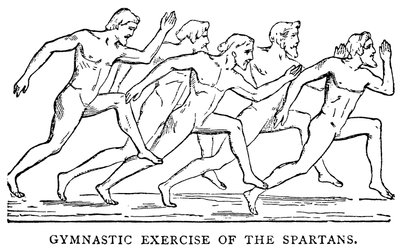 A spártaiak gimnasztikai gyakorlata, illusztráció a The Illustrated History of the World-ből, 1880 körül alkotó: English School