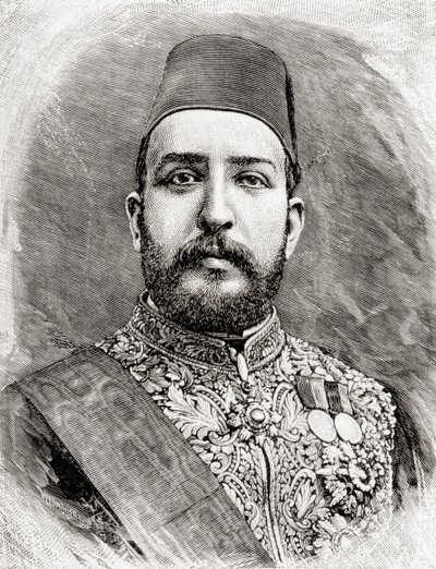 HH Muhammad Tewfik pasha, Tawfik of Egypt, 1890 (fametszet) alkotó: English School