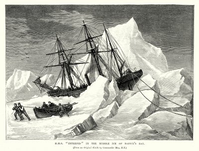 H.MS "Intrepid" a Baffin-öböl középső jegén (metszet) alkotó: English School