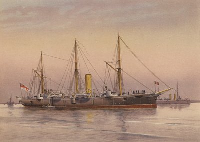 HMS Mohawk, 3. osztályú cirkáló (színes litográfia) alkotó: English School