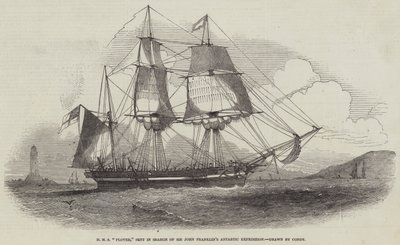 HMS "Plover", amelyet Sir John Franklin sarkvidéki expedíciójának keresésére küldtek (metszet) alkotó: English School