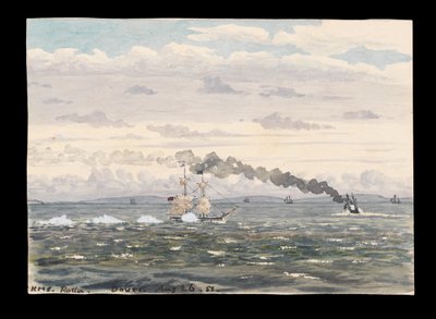 A HMS "Rolla" Dover előtt, a sziklákról nézve alkotó: English School