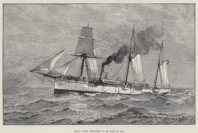 HMS Wasp, állítólag elveszett a tengerben (metszet) alkotó: English School