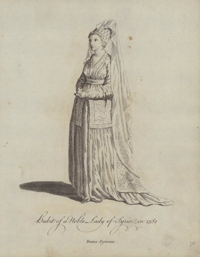 Kleidung einer adligen Dame von Syrien im Jahr 1581 von English School