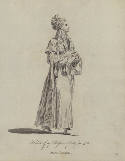 Egy perzsa hölgy habitusa 1568-ban (metszet) alkotó: English School
