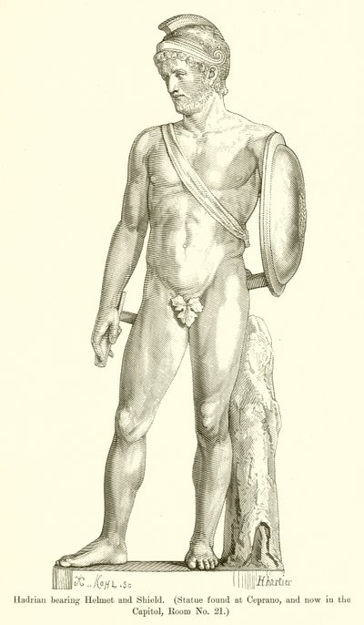 Hadrianus sisakot és pajzsot viselő alkotó: English School
