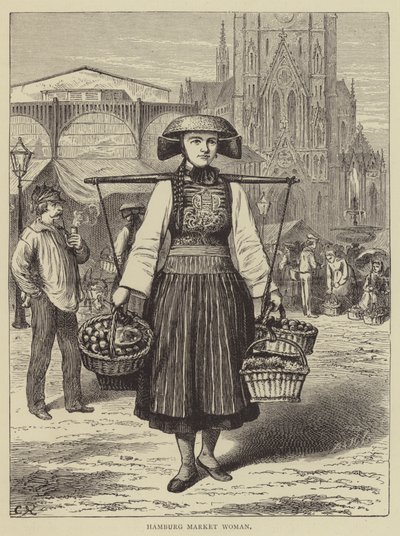 Hamburgi piaci nő (metszet) alkotó: English School