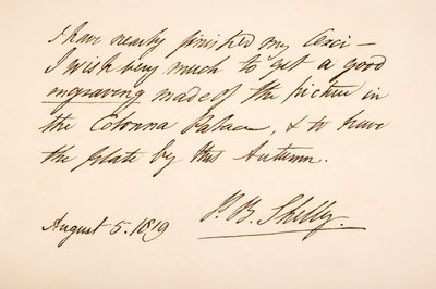 Percy Bysshe Shelley kézírása és aláírása, 1819 alkotó: English School