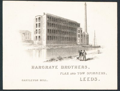 Hargrave Brothers, len- és kócfonók, kereskedelmi kártya alkotó: English School