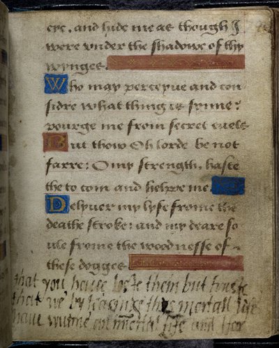 Harley 2342 f.79 Felirat, amelyet Lady Jane Gray írt a margóra apjának, Suffolk hercegének, Lady Jane Grey imakönyvéből (vellum) alkotó: English School