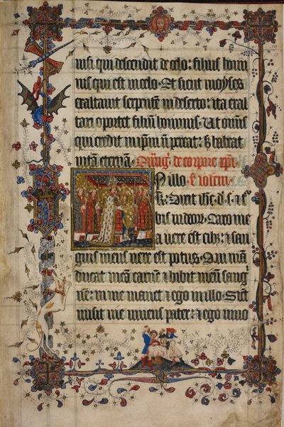 Harley 7026, f.13 Corpus Christi ünnepe, a Love Lectionaryból, 1408 előtt (vellum) alkotó: English School