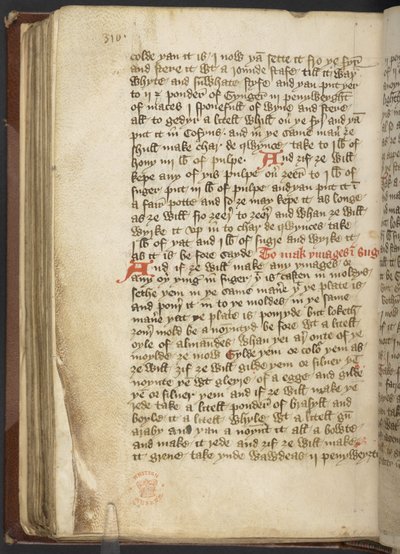 Harley MS 2378 Orvosi és kulináris receptek, 1395 körül (tinta pergamen) alkotó: English School