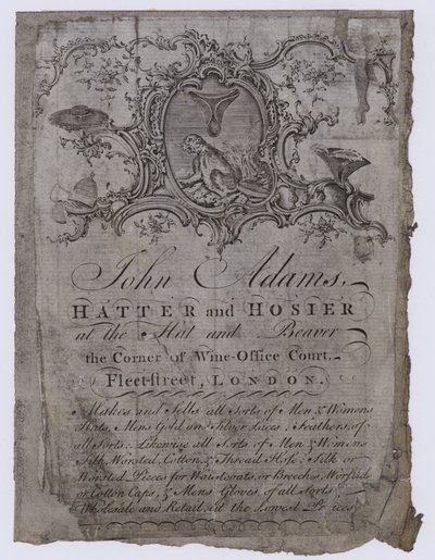 Kalaposok, John Adams, kereskedelmi kártya alkotó: English School