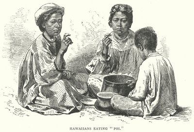 Hawaiiak "Poi"-t esznek (metszet) alkotó: English School