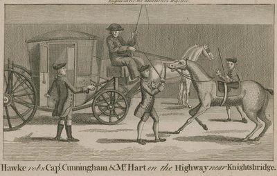 Hawke kirabolja Cunningham kapitányt és Mr. Hartot az autópályán Knightsbridge közelében alkotó: English School