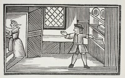 Odament az éléskamrához, és felvette a kenyeret és a vajat, amelyet John Ashton, pub a Chap-books of the Eightenth Century című könyvéből készített. 1882 alkotó: English School