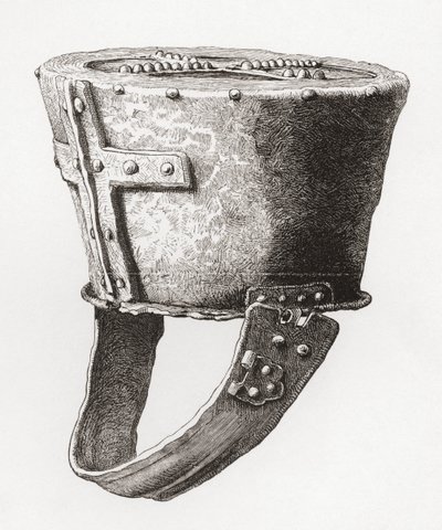 Sisak, az angliai Pomeroy kastélyból, a 12. század körül, a The British Army: Its Origins, Progress and Equipment című könyvéből, 1868-ban. alkotó: English School
