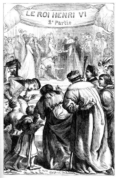 VI. Henrik – Hatodik Henrik király második része – Illusztráció a „” Completes de William Shakespeare”-ben”” 1866 – E kiadás illusztrációi és általános formája Cassell londoni, illusztrált Shakespeare-jéből származik. alkotó: English School