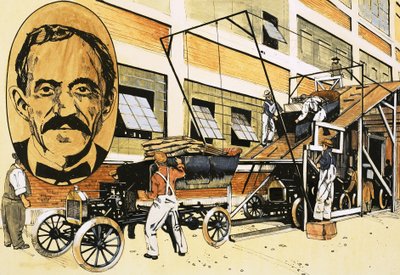 Henry Ford és első gyártósora 1908-ban alkotó: English School