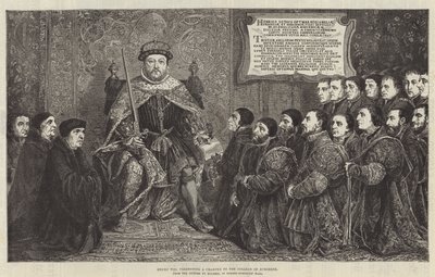 VIII. Henrik Chartát mutat be a Sebész Kollégiumnak (metszet) alkotó: English School