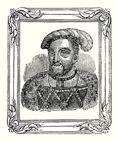 VIII. Henrik 1490-ben született, 1509-ben koronázták meg, 1547-ben halt meg (metszet). alkotó: English School