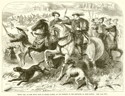 Henrik VII. az Epping Forest-i királyi vadászatban, Boleyn Anne kivégzésének reggelén alkotó: English School