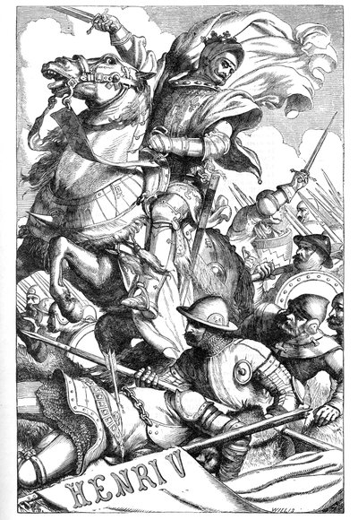 Henry V – (Ötödik Henry krónikatörténete) – Illusztráció a „” Completes de William Shakespeare”-ben” 1866 – A kiadás illusztrációi és általános formája Cassell illusztrált Shakespeare-jéből származik, amely Londonban jelent meg. alkotó: English School