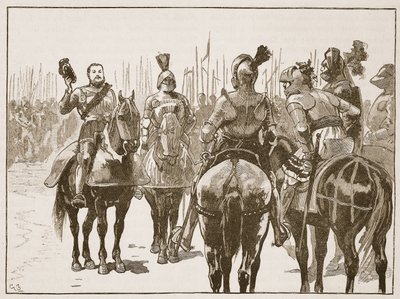 Henry és az elfogott francia tisztek, illusztráció a Cassells Illustrated History of Englandből (szépia fotó) alkotó: English School