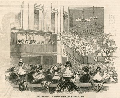 Viktória királynője az Exeter Hallban, Strandben, Londonban alkotó: English School