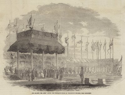 Őfelsége a királynő a Wellington College alapkövét rakja le Sandhurst közelében (metszet) alkotó: English School