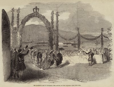 Őfelsége skóciai látogatása, érkezés Fort Williambe (metszet) alkotó: English School