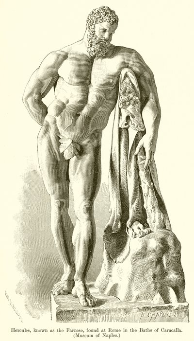 A Farnese néven ismert Herkulest Rómában találták Caracalla fürdőjében. (Nápolyi Múzeum) alkotó: English School