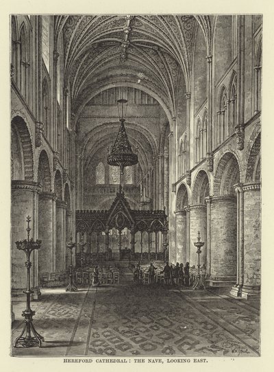 Herefordi katedrális, a templomhajó, kelet felé néz alkotó: English School